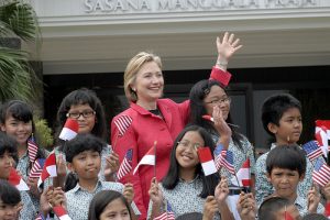 U.S. Secretary of State Hillary Clinton on a 2009 visit to Indonesia